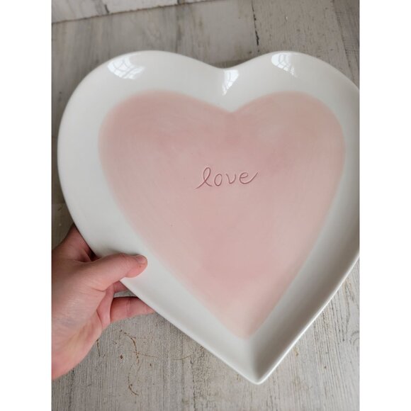 Pottery Barn large Valentine love heart plate watercolor‎ love - Picture 5 of 6